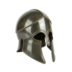 Ancient Greek Corinthian Helmet Dark Metallic Texture with Speckled Glitter Detail Isolated on Black Background Studio Lighting
