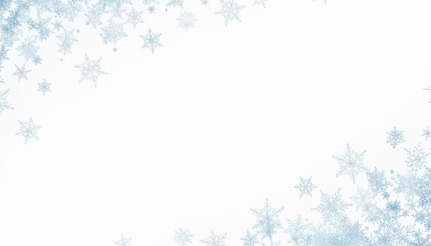 Snowflakes Border on White Background Winter Themed Design with Delicate Ice Crystals Minimalist Style and Clean Look for Seasonal Greetings and Holiday Invitations Beautiful