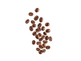 Naklejka premium Falling coffee beans isolated on white background.