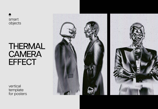 Thermal Camera Poster Photo Effect Mockup