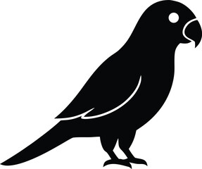 Parrot silhouette vector icon. Tropical macaw bird symbol