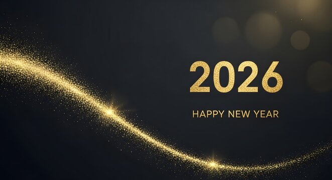 A captivating and modern design that elegantly conveys the excitement and anticipation of the upcoming year, with the numbers 2026 displayed prominently. new year 2026, new year background 