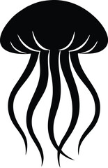 Isolated jellyfish silhouette. Dangerous sea jelly vector graphic.