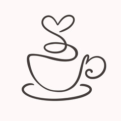 One Line Drawing Coffee Cup Logo Abstract Emblem