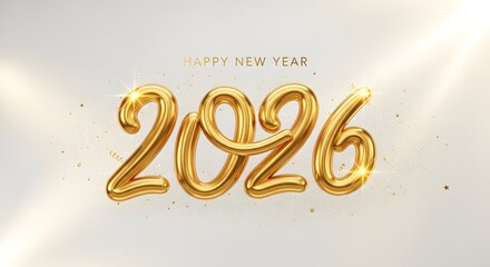 Embrace the dawn of a new era with a glistening Happy New Year 2026 greeting, where golden numerals shine bright against a soft backdrop, new year 2026, new year background 