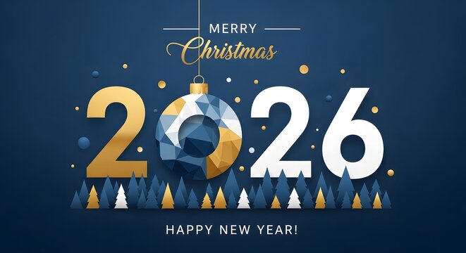 A stylish and festive visual for the upcoming year 2026, combining the joyous spirit of Christmas and New Year celebrations. new year 2026, new year background 