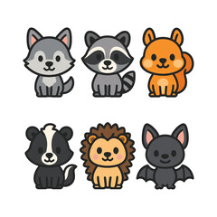 Fototapeta premium Cute Forest Animal Characters Collection