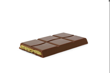 Dubai chocolate bar with with pistachio isolated on white background.