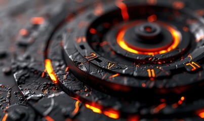 Abstract timepiece with glowing elements dark metal concept
