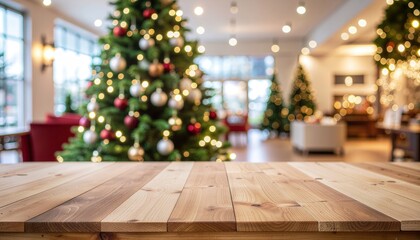 Festive celebration action in cozy lounge christmas tree decorations lifestyle environment warm atmosphere interior view for holiday spirit