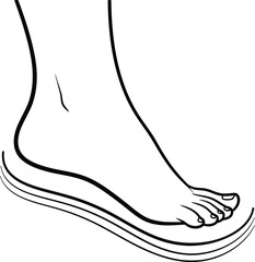 Foot with orthotic insole for support and comfort black and white line eps silhouette