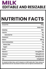 Fototapeta premium nutrition, supplement, Nutrition Facts Label for Milk A Detailed Look at Its Nutritional Content
