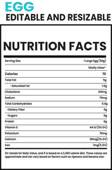 Fototapeta premium nutrition, supplement, nutrition facts, nutrition label maker, nutrition list, Nutrition Facts Label Template for Editing Egg, Customizable and Resizable