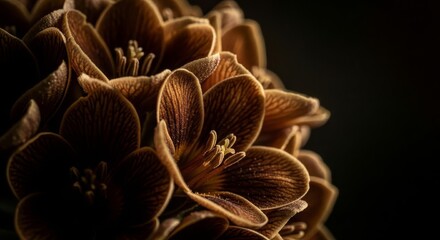 Elegant Dark Bronze Floral Macro