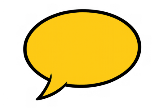 Oval comic dialog box with black outline ready for text, conveying message or conversation, clear background - Powered by Adobe