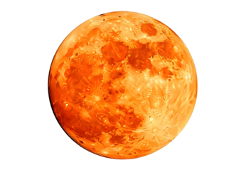 Orange textured planet or celestial body isolated on transparent background