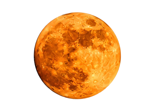 Orange textured planet or celestial body isolated on transparent background