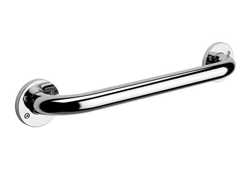 Chrome grab bar for bathroom safety isolated on transparent background