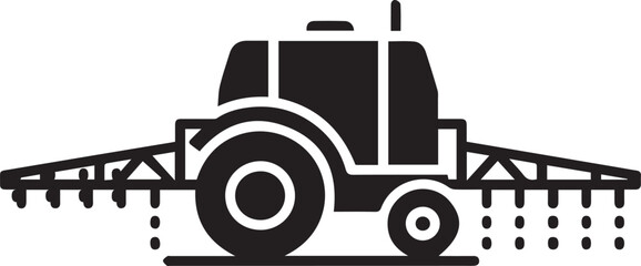 Flat Fertilizer Sprayer Machine Icon - Farming Agriculture Equipment Vector