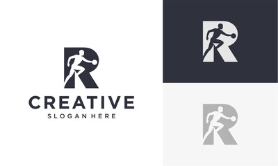 vector logo of initial r and person