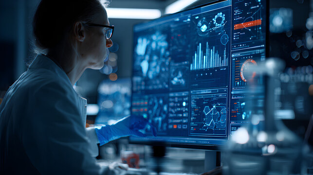 Data Science and engineering, digital technology, tech background. Software engineer working with database and big data analytics, cloud computing with AI and data exchange, innovation technology - Powered by Adobe