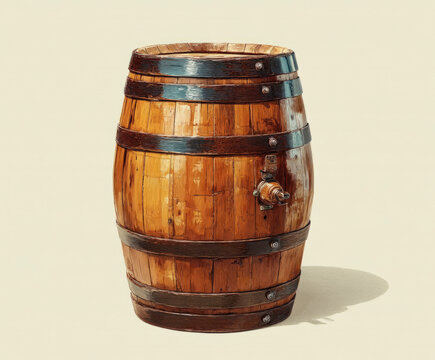 Minimalist vector graphic of a barrel
