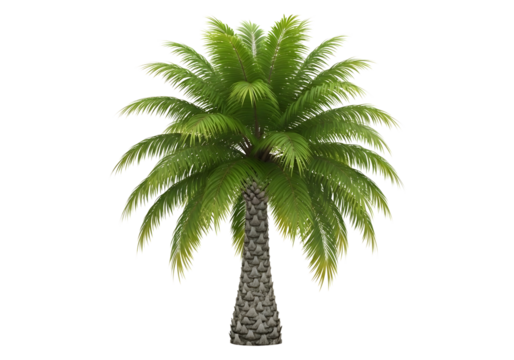 A detailed palm tree isolated on transparent background - Powered by Adobe