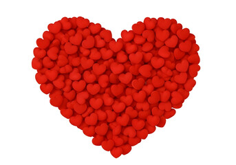 Heart shape made of small red candies isolated on transparent background