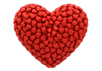 Heart shape made of small red candies isolated on transparent background
