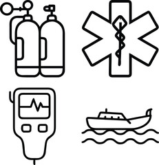 WebColorful Oxygen Cylinder, Respiratory Care, Breathing Support, Medical Ventilation, and Emergency Life Support Vector Icons Set