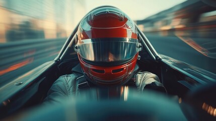 Fototapeta premium Racing car driver helmet driving transportation.
