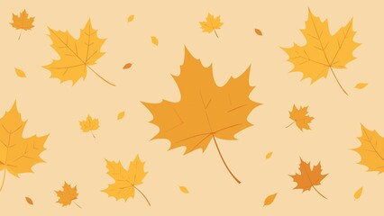 Fototapeta premium Seamless pattern of falling yellow maple leaves on a light orange background
