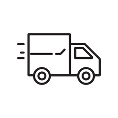 Delivery truck icon with motion lines, isolated on
