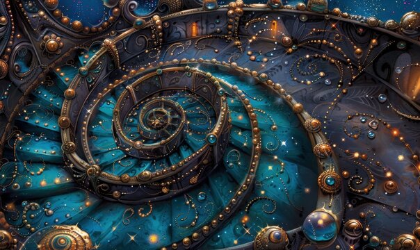 Complex intricate steampunk mechanism with gears and embellishments