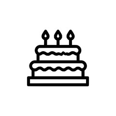 Birthday cake icon vector illustration with candles for party celebration and sweet dessert design 100