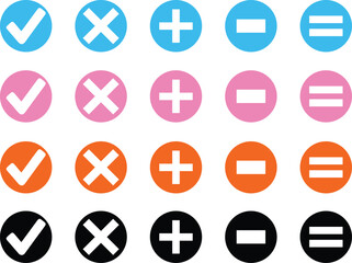 Colorful basic mathematical symbols vector icons with trendy design style. eps
