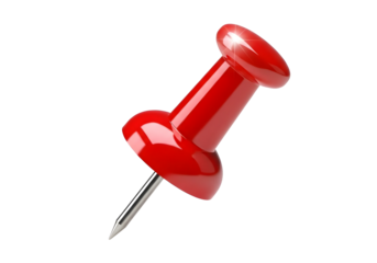 Red thumbtack isolated on transparent background