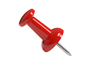 Red thumbtack isolated on transparent background