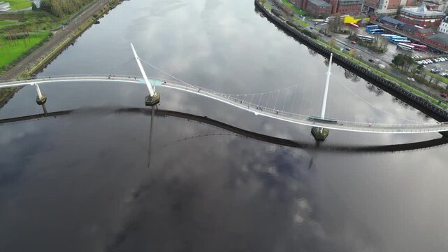 Derry peace bridge from above 