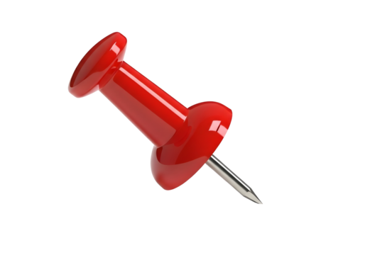 Red thumbtack isolated on transparent background