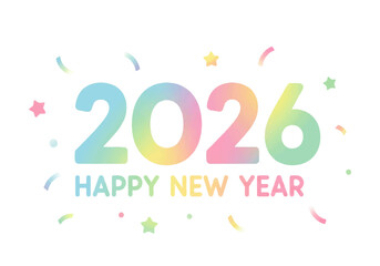 Colorful pastel illustration of the year 2026 with 