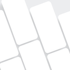 Blank mobile screens in diagonal view, minimal templates for showcasing mobile app design