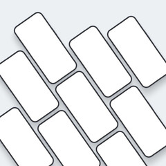 Smartphones with blank screens in diagonal view, modern minimal templates for showcasing mobile app design