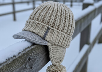 Compostable Winter Cap Eco-Wool Sustainable Knit Recycled Band Zero-Waste Pom Pom Biodegradable Yarn Green Holiday Headcover Organic Lining Compostable Earflap Earth-Friendly Festive Beanie