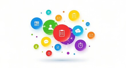 Abstract visualization of integrated business applications and productivity tools for efficient project management and workflow