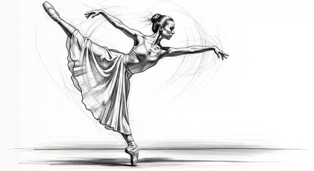 Elegant dancer in flowing dress performing ballet with poise and grace