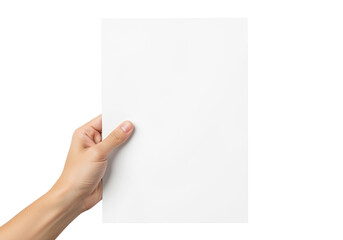 Hand Holding Blank White Sign with Wooden Frame – Isolated on transparent background, PNG