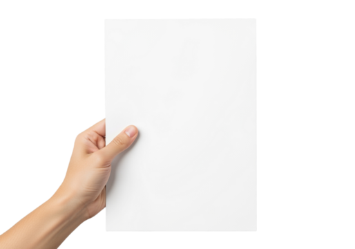 Hand Holding Blank White Sign with Wooden Frame – Isolated on transparent background, PNG - Powered by Adobe