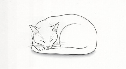 Serene cat curled up sleeping peacefully in calm state