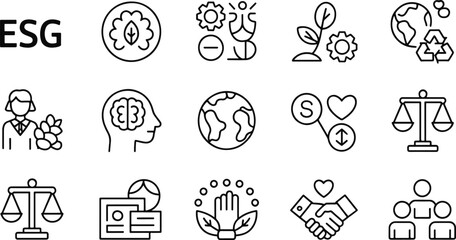 Fototapeta premium ESG concept icons set in vector format